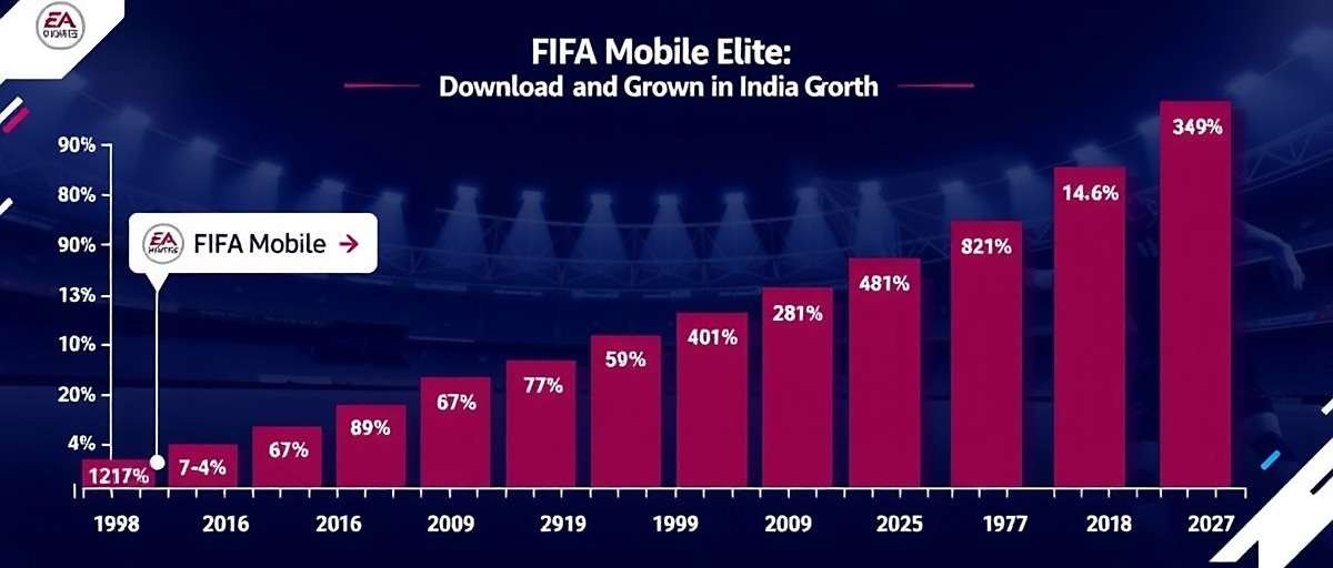 FIFA Mobile Download Statistics in India Graph showing FIFA Mobile download growth in India over the years